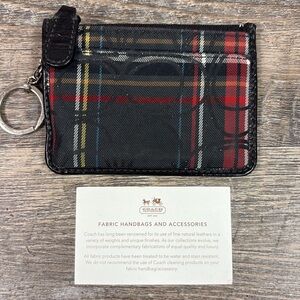 Coach 44145 Tartan Mini Skinny Keychain Wallet ID Holder